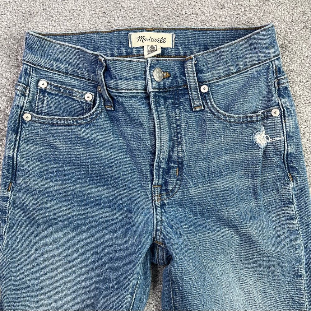 Madewell Perfect Vintage Jeans Women's 23 Blue Straight Mid-Rise Distressed - Picture 2 of 12